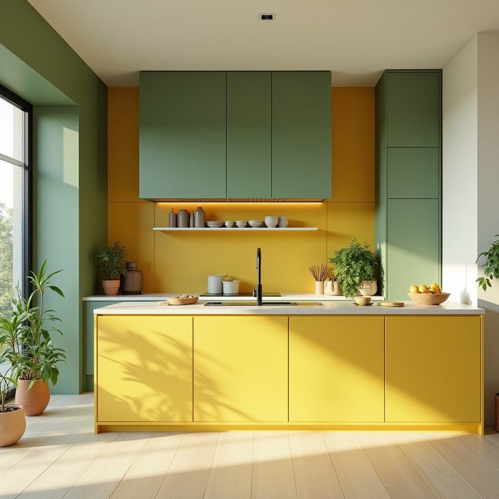 Yellow And Green Kitchen 13