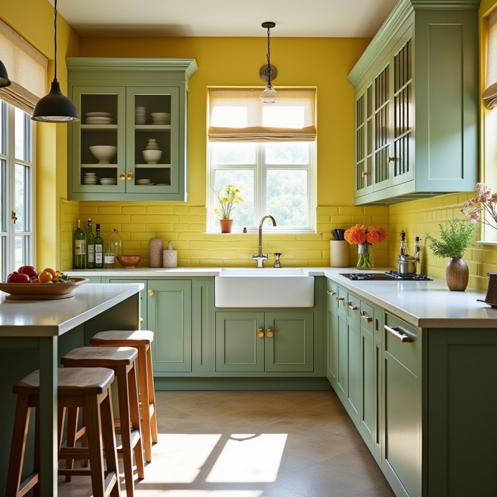 Yellow And Green Kitchen 16