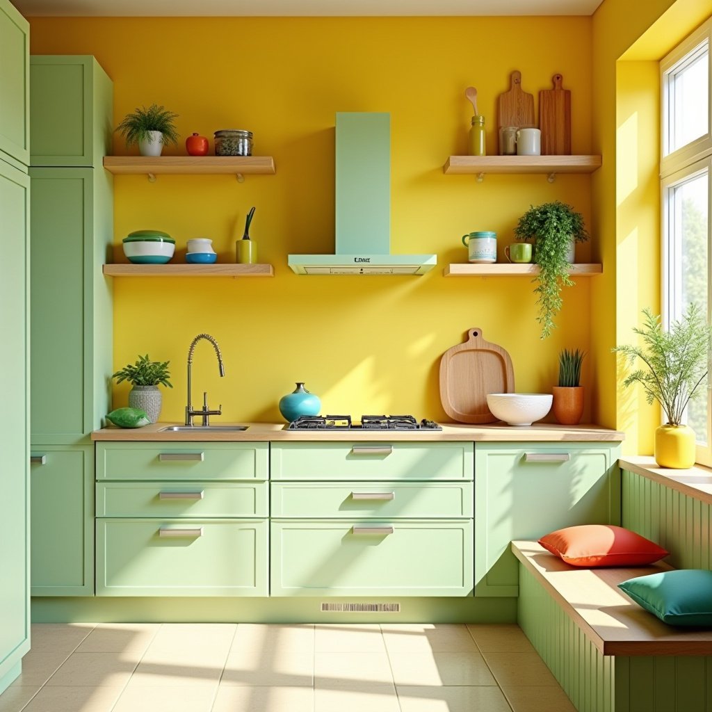 Yellow And Green Kitchen 19